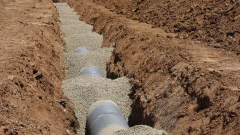 Residential sewer line excavation and pipe replacement